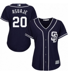 Womens Majestic San Diego Padres 20 Carlos Asuaje Authentic Navy Blue Alternate 1 Cool Base MLB Jersey 