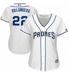Womens Majestic San Diego Padres 22 Christian Villanueva Replica White Home Cool Base MLB Jersey 