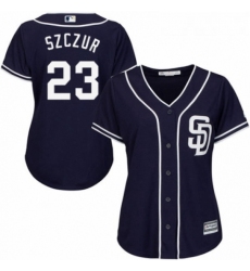 Womens Majestic San Diego Padres 23 Matt Szczur Authentic Navy Blue Alternate 1 Cool Base MLB Jersey 