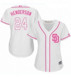 Womens Majestic San Diego Padres 24 Rickey Henderson Authentic White Fashion Cool Base MLB Jersey