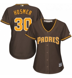Womens Majestic San Diego Padres 30 Eric Hosmer Authentic Brown Alternate Cool Base MLB Jersey 