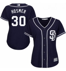 Womens Majestic San Diego Padres 30 Eric Hosmer Replica Navy Blue Alternate 1 Cool Base MLB Jersey 