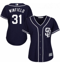 Womens Majestic San Diego Padres 31 Dave Winfield Replica Navy Blue Alternate 1 Cool Base MLB Jersey