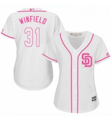 Womens Majestic San Diego Padres 31 Dave Winfield Replica White Fashion Cool Base MLB Jersey
