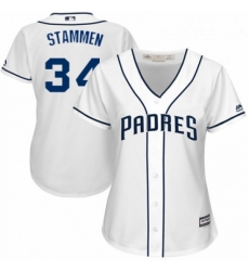Womens Majestic San Diego Padres 34 Craig Stammen Authentic White Home Cool Base MLB Jersey 
