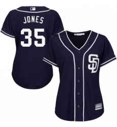 Womens Majestic San Diego Padres 35 Randy Jones Authentic Navy Blue Alternate 1 Cool Base MLB Jersey