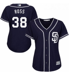 Womens Majestic San Diego Padres 38 Tyson Ross Replica Navy Blue Alternate 1 Cool Base MLB Jersey 