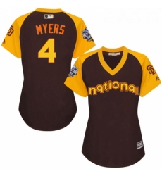 Womens Majestic San Diego Padres 4 Wil Myers Authentic Brown 2016 All Star National League BP Cool Base Cool Base MLB Jersey