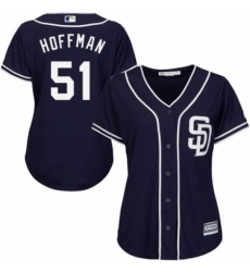 Womens Majestic San Diego Padres 51 Trevor Hoffman Replica Navy Blue Alternate 1 Cool Base MLB Jersey 
