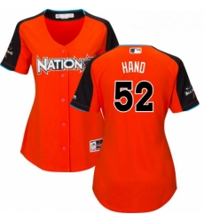 Womens Majestic San Diego Padres 52 Brad Hand Replica Orange National League 2017 MLB All Star Cool Base MLB Jersey 