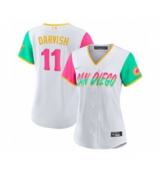 Women's San Diego Padres #11 Yu Darvish White 2022 City Connect Cool Base Stitched Baseball Jersey