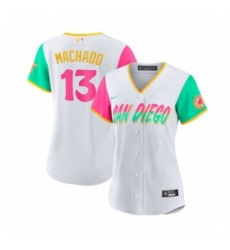 Women's San Diego Padres #13 Manny Machado White 2022 City Connect Cool Base Stitched Baseball Jersey