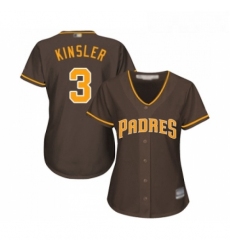 Womens San Diego Padres 3 Ian Kinsler Replica Brown Alternate Cool Base Baseball Jersey 