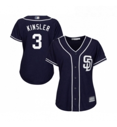 Womens San Diego Padres 3 Ian Kinsler Replica Navy Blue Alternate 1 Cool Base Baseball Jersey 