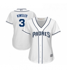 Womens San Diego Padres 3 Ian Kinsler Replica White Home Cool Base Baseball Jersey 