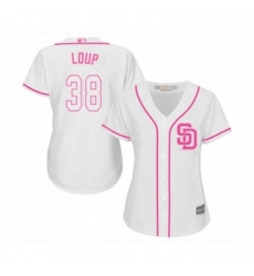 Womens San Diego Padres 38 Aaron Loup Replica White Fashion Cool Base Baseball Jersey 