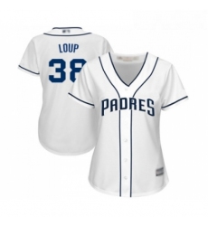 Womens San Diego Padres 38 Aaron Loup Replica White Home Cool Base Baseball Jersey 