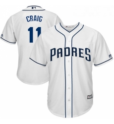 Youth Majestic San Diego Padres 11 Allen Craig Authentic White Home Cool Base MLB Jersey 