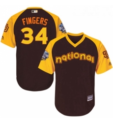 Youth Majestic San Diego Padres 34 Rollie Fingers Authentic Brown 2016 All Star National League BP Cool Base Cool Base MLB Jersey