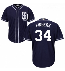 Youth Majestic San Diego Padres 34 Rollie Fingers Authentic Navy Blue Alternate 1 Cool Base MLB Jersey