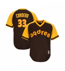 Youth San Diego Padres 33 Franchy Cordero Replica Brown Alternate Cooperstown Cool Base Baseball Jersey 