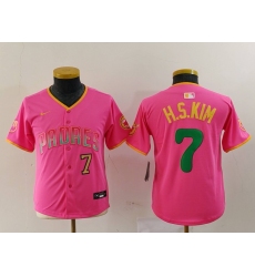 Youth San Diego Padres 7 Ha Seong Kim Pink Stitched Baseball Jersey 1