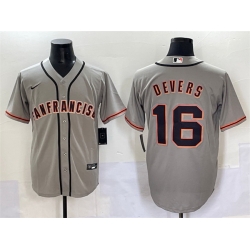 Men San Francisco Giants 16 Rafael Devers Grey Cool Base Stitched Baseball Jersey