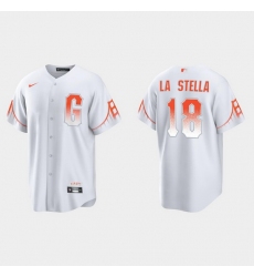 Men San Francisco Giants 18 Tommy La Stella Men 2021 City Connect White Fan Version Jersey