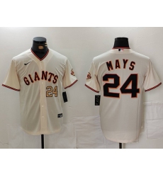 Men San Francisco Giants 24 Willie Mays Cream Stitched Baseball Jersey