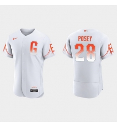 Men San Francisco Giants 28 Buster Posey Men 2021 City Connect Authentic White Jersey