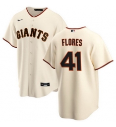 Men San Francisco Giants 41 Wilmer Flores Cream Cool Base Stitched Jersey