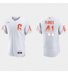 Men San Francisco Giants 41 Wilmer Flores Men 2021 City Connect Authentic White Jersey