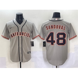 Men San Francisco Giants 48 Pablo Sandoval Grey Cool Base Stitched Baseball Jersey