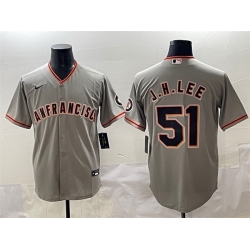 Men San Francisco Giants 51 Jung Hoo Lee Grey Cool Base Stitched Baseball Jersey