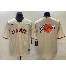 Men San Francisco Giants Cream Team Big Logo Cool Base Stitched Baseball Jersey
