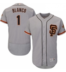 Mens Majestic San Francisco Giants 1 Gregor Blanco Grey Alternate Flex Base Authentic Collection MLB Jersey