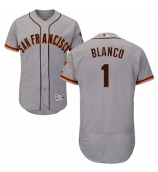 Mens Majestic San Francisco Giants 1 Gregor Blanco Grey Road Flex Base Authentic Collection MLB Jersey