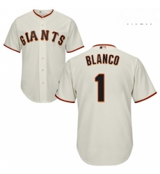 Mens Majestic San Francisco Giants 1 Gregor Blanco Replica Cream Home Cool Base MLB Jersey 
