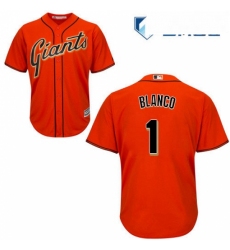 Mens Majestic San Francisco Giants 1 Gregor Blanco Replica Orange Alternate Cool Base MLB Jersey 