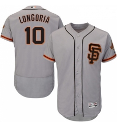 Mens Majestic San Francisco Giants 10 Evan Longoria Grey Alternate Flex Base Authentic Collection MLB Jersey