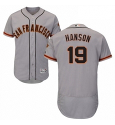 Mens Majestic San Francisco Giants 19 Alen Hanson Grey Road Flex Base Authentic Collection MLB Jersey