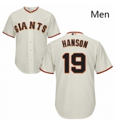 Mens Majestic San Francisco Giants 19 Alen Hanson Replica Cream Home Cool Base MLB Jersey 