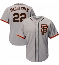 Mens Majestic San Francisco Giants 22 Andrew McCutchen Replica Grey Road 2 Cool Base MLB Jersey 
