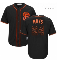 Mens Majestic San Francisco Giants 24 Willie Mays Authentic Black Team Logo Fashion Cool Base MLB Jersey
