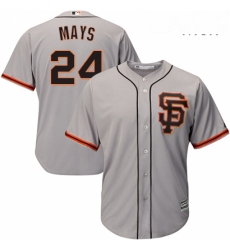Mens Majestic San Francisco Giants 24 Willie Mays Replica Grey Road 2 Cool Base MLB Jersey