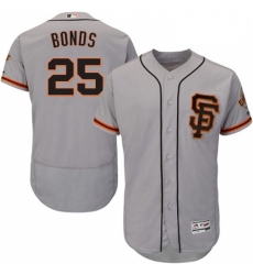 Mens Majestic San Francisco Giants 25 Barry Bonds Grey Alternate Flex Base Authentic Collection MLB Jersey 