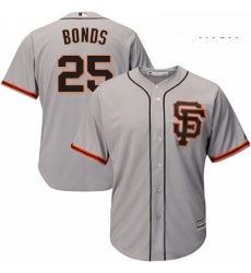 Mens Majestic San Francisco Giants 25 Barry Bonds Replica Grey Road 2 Cool Base MLB Jersey