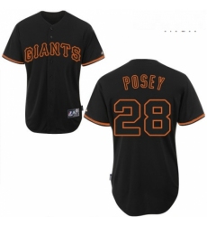 Mens Majestic San Francisco Giants 28 Buster Posey Authentic Black Fashion MLB Jersey