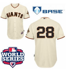 Mens Majestic San Francisco Giants 28 Buster Posey Authentic Cream Cool Base 2012 World Series Patch MLB Jersey