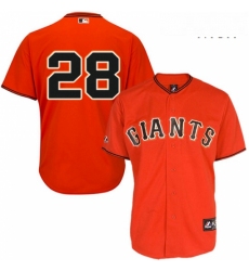 Mens Majestic San Francisco Giants 28 Buster Posey Authentic Orange Old Style MLB Jersey